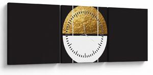 Slika - Apstrakcija zlatna i crna N⁰1 (sa satom) (90x30 cm)