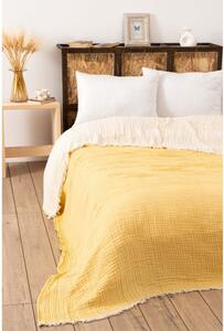 Žuti prekrivač od muslina za bračni krevet 230x250 cm – Mijolnir