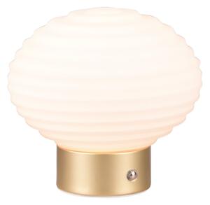 Bijela/u zlatnoj boji LED stolna lampa s mogućnosti zatamnjivanja sa staklenim sjenilom (visina 14,5 cm) Earl – Trio