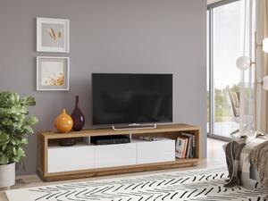 TV stol Austin AV100Sjajno bijela, Wotan hrast, Bijela, 200x50x45cm