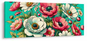 Slika - Cvijeće na plavoj pozadini (120x50 cm)