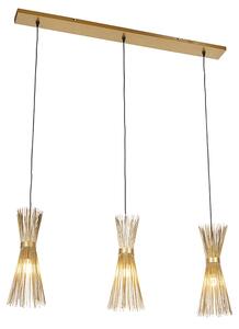 Art Deco viseća svjetiljka zlatna 3 svjetla - Metla