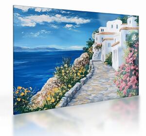 Staklena slika - Uličica uz more (70x50 cm)