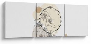 Slika - Bež cvijeće s leptirom N⁰4 (sa satom) (90x30 cm)