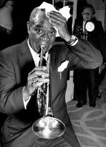 Fotografija Louis Armstrong during a conference at the Savoy Hotel, 1956