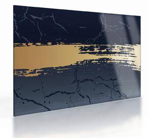 Staklena slika - Plava i zlatna apstrakcija N⁰2 (70x50 cm)