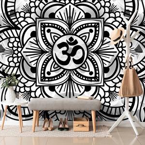 Tapeta Mandala zdravlja u crno-bijelom dizajnu