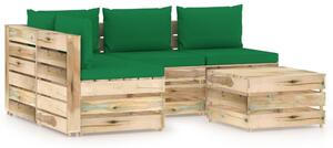 VidaXL 5-dijelna vrtna garnitura s jastucima zeleno impregnirano drvo