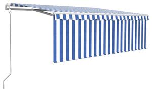 VidaXL Automatska tenda s roletom i senzorom LED 4 x 3 m plavo-bijela