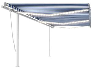 VidaXL Automatska tenda sa senzorom za vjetar LED 6 x 3 m plavo-bijela