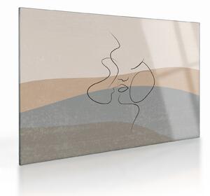 Staklena slika - Crtani poljubac (70x50 cm)