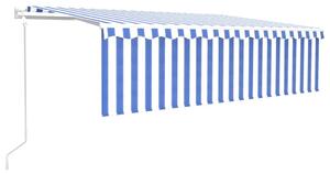 VidaXL Automatska tenda s roletom i senzorom LED 5 x 3 m plavo-bijela