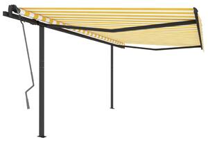 VidaXL Tenda na ručno uvlačenje sa stupovima 4,5 x 3 m žuto-bijela