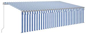 VidaXL Tenda na ručno uvlačenje s roletom 5 x 3 m plavo-bijela