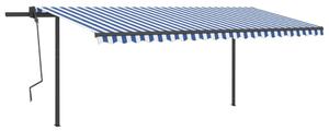VidaXL Tenda na ručno uvlačenje sa stupovima 5 x 3 m plavo-bijela