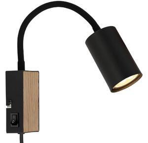Globo 57911WBW - Fleksibilna zidna lampa ROBBY 1xGU10/35W/230V crna/smeđa