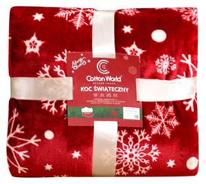 Crvena božicna deka od mikropliša SNOWFALL Dimenzije: 200 x 220 cm