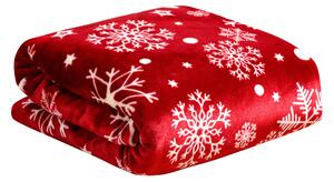 Crvena božicna deka od mikropliša SNOWFALL Dimenzije: 200 x 220 cm