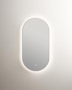 Idealaqua ogledalo s LED rasvjetom R, 90×38 cm, mat zlatni okvir