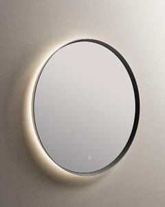 Idealaqua ogledalo s LED rasvjetom R, 80 cm, mat crni okvir