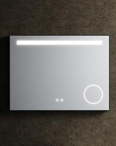 Idealaqua ogledalo s LED rasvjetom R, 80×60 cm, mat crni okvir