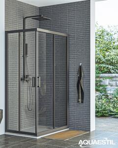 Aquaestil tuš vrata za kabinu Savana D+D, 80cm, klizna, crna/prozirno
