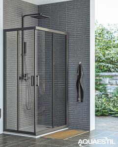 Aquaestil tuš vrata za kabinu Savana D+D, 100cm, klizna, crna/prozirno