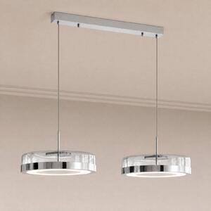 Lucande La Latta LED viseća svjetiljka, 2 svjetla, 80 cm, krom, staklo, prigušiva, Krom, Staklo