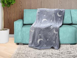 Svjetleća deka od mikroflanela BIG MOON 150x200 cm siva