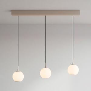 Paul Neuhaus LED viseća lampa Sandora, boje pijeska, duljina 90 cm, staklo, 3 svjetla, prigušiva, Bež, Dnevni boravak/blagovaonica, Metal