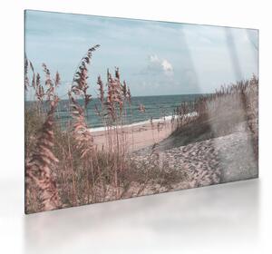 Staklena slika - Ružičasta plaža (70x50 cm)