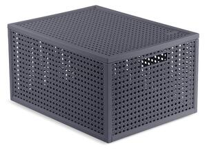 Tamno siva kutija za pohranu s poklopcem od reciklirane plastike 30x38x21 cm Kaya – Curver