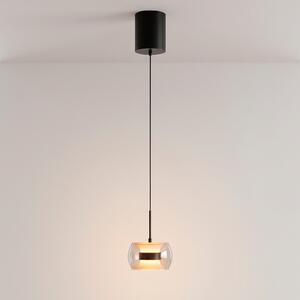 Paul Neuhaus LED viseća svjetiljka Fumea, Ø 16 cm, crna/dim, staklo CCT, prigušiva, Sivo, Dnevni boravak/blagovaonica, Staklo