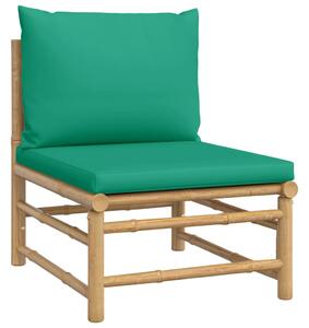 VidaXL Srednja vrtna sofa od bambusa sa zelenim jastucima