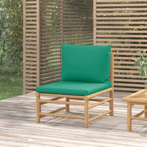 VidaXL Srednja vrtna sofa od bambusa sa zelenim jastucima