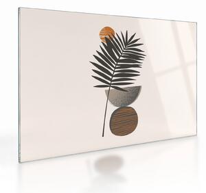 Staklena slika - Apstrakcija s palminim lišćem (70x50 cm)