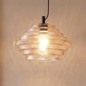 Lindby Orliana viseća lampa, Ø 35 cm, jantarna, staklo, prigušiva, Žuta, Dnevni boravak/blagovaonica, Staklo