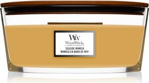 Woodwick Seaside Mimosa mirisna svijeća s drvenim fitiljem (hearthwick) 453,6 g