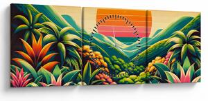 Slika - Šareni zalazak sunca (sa satom) (90x30 cm)