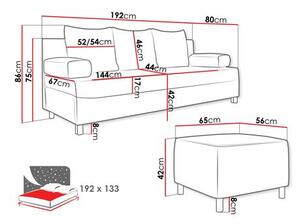 Zondo.hr Sofa s tabureom Dorien (svijetlosiva). 1122096