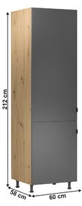 Zondo Kuhinjski ormarić za hladnjak D60ZL Langari (hrast artisan + siva mat) (L). 1016896