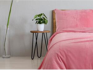 Ružičasta posteljina za krevet za jednu osobu od mikroflanela 140x200 cm Uni – B.E.S