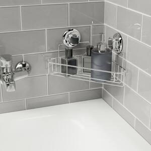 Metalna samoljepljiva kupaonska polica kutna u srebrnoj boji Bestlock Bath – Compactor