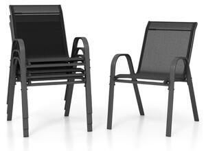Set od 4 vrtne stolice koje se mogu slagati jedna na drugu, 56 x 70 x 84 cm, crne