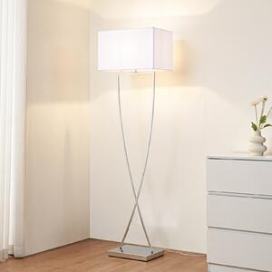 Lucande podna lampa Evaine, krom/bijela, metal, 157 cm, E27, Bijela, Dnevni boravak/blagovaonica, Metal