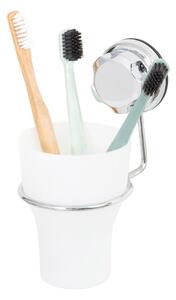 Metalna samoljepljiva čaša za četkice za zube u srebrnoj boji Bestlock Bath – Compactor