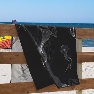 Crno-bijeli ručnik za plažu 90x180 cm Jellyfish - DecoKing