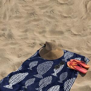 Tamnoplavi ručnik za plažu 90x180 cm Fish - DecoKing