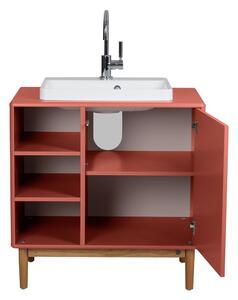 Crveni zidni ormarić s umivaonikom bez slavine 80x62 cm Color Bath – Tom Tailor