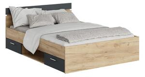 Zondo Bračni krevet 140 cm Michigin (hrast artisan + grafit) (s prostorom za odlaganje). 1096898